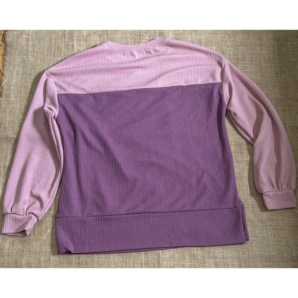 Ofeefan Dusty Pink Purple Ribbed Shirt Size Small Colorblock Casual Leisure - Picture 4 of 5